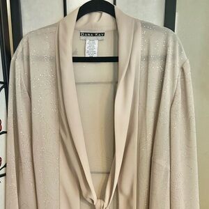 2 piece set Cream Sparkle duster  with Tie Front